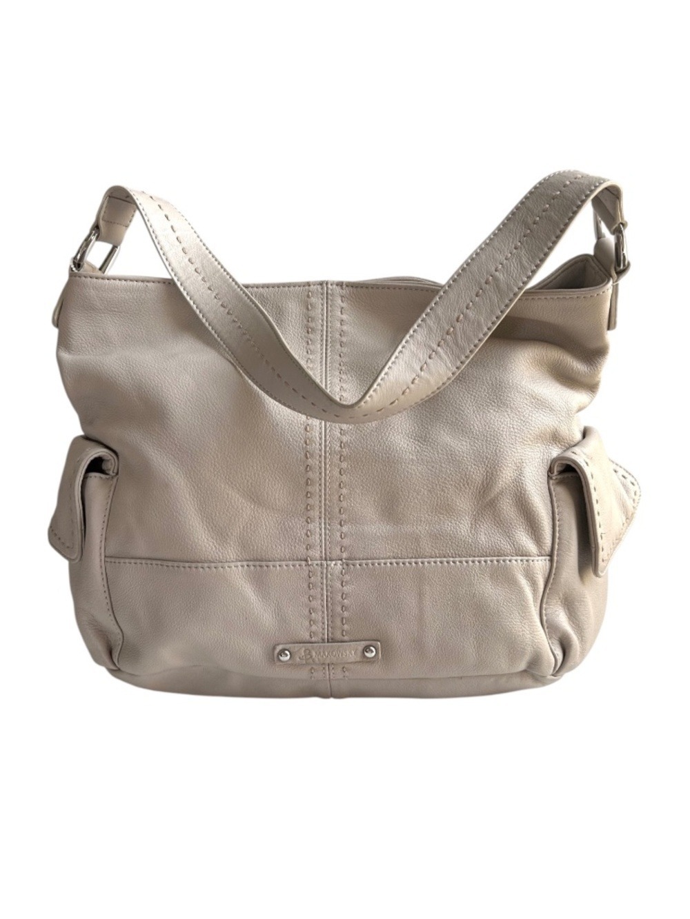 NWOT B. Makowsky Leather Hobo Shoulder Bag with Side Flap Pockets
